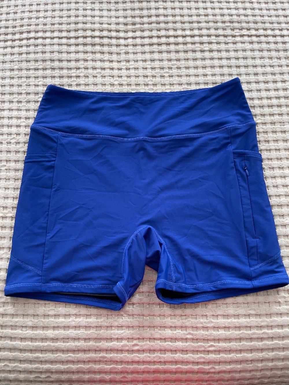 Royal Blue Swim Bike Shorts Women's XL Lined Zip Pocket